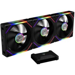 Set 3 Ventilatoare Gamdias Aeolus P2 1203U 120MM Iluminare aRGB Negru