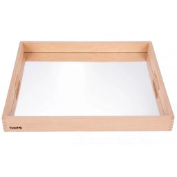 Tava Mare Din Lemn Cu Oglinda Acrilica TickIT 500 x 435 x 50mm Pentru Activitati Senzoriale Natur