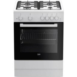 Aragaz Beko FBGT62110GWO 4 Arzatoare pe Gaz Aprindere Electrica Plita si Cuptor Grill pe Gaz Rotisor Iluminare Cuptor Timer Mecanic Alb