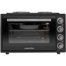 Cuptor Electric NobeLTek Kitchen 60L 2000W Plite Electrice 1500W + 1000W Grill Timer Termostat Sticla Dubla Ventilator Iluminare Negru