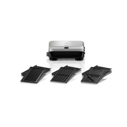 Sandwich-Maker Braun SM5038 800W 3 Seturi Placi Detasabile Invelis Antiaderent Premium Tava Colectare Grasime Argintiu-Negru