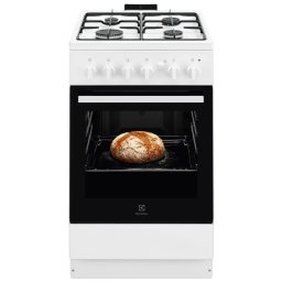 Aragaz pe Gaz Electrolux LKG504012W 4 Arzatoare Aprindere Integrata Plita si Cuptor Siguranta Plita si Cuptor Autocuratare Catalitica Grill Electric Rotisor 50CM Alb