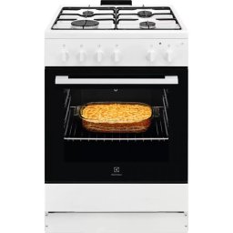 Aragaz pe Gaz Electrolux LKG604013W 4 Arzatoare Autocuratare Catalitica Timer Mecanic Aprindere Integrata Plita si Cuptor Grill Electric Rotisor Iluminare Cuptor 60CM Alb