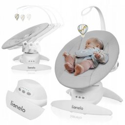 Balansoar Bebelusi Lionelo Iris 2in1 Rotire 360 Grade Electric 3 Moduri de Leganare si 5 Trepte de Viteza 3 Pozitii de Inclinare pana la 9KG Gri