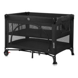 Patut Pliabil Lionelo Laura cu Doua Nivele Deschidere Laterala Include Salteluta si Geanta de Transport Roti de la Nastere pana la 15KG 102x74CM Negru