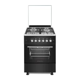 Aragaz Clasic Studio Casa 4 Arzatoare Gaz 57x57Cm MARCO Rotisor Ventilator Aprindere Electrica Negru/Argintiu
