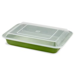 Tava de Copt Dreptunghiulara Zass Gourmet ZG-BW 05 cu Capac de Plastic Acoperire Antiaderenta 36CM Verde