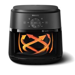 Friteuza cu Aer Cald Philips Airfryer Seria 2000 NA230/00 Compact Digital 1700W 6.2l / 0.8kg Afisaj Digital Fereastra 13-in-1 Functii de Gatire 9 Programe Presetate Dimensiune Compacta (4 Portii) Curatare Usoara Negru