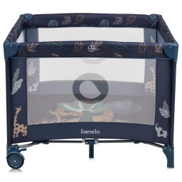 Tarc de Joaca Lionelo Bonnie din Plasa cu Intrare Laterala cu Fermoar si Salteluta din Spuma Roti Pliere Compacta Include Geanta de Transport Conform cu EN12227 Maxim 15KG 100x100CM Albastru