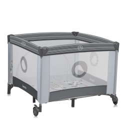 Tarc de Joaca Lionelo Bonnie din Plasa cu Intrare Laterala cu Fermoar si Salteluta din Spuma Roti Pliere Compacta Include Geanta de Transport Conform cu EN12227 Maxim 15KG 100x100CM Gri Deschis