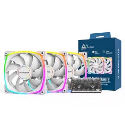 Pachet 3 Ventilatoare Montech AX120 PWM ARGB 120MM Alb