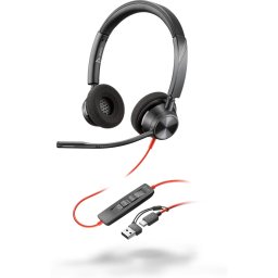 Casti HP Poly Blackwire 3320 Stereo USB-C USB-C/A Adaptor Negru