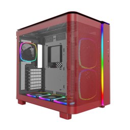Carcasa PC Montech KING 95 PRO Midi-Tower ATX Tempered Glass ARGB 6 Ventilatoare Preinstalate Rosu