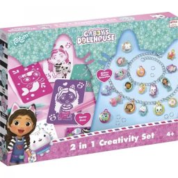 Set 2 in 1 Totum Gabby's Dollhouse Bratari cu Pandantive si Carioci de Suflat +4ani Multicolor
