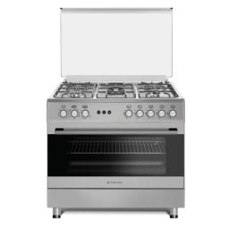 Aragaz Studio Casa 90Cm Prato 5 Zone de Gatit Gaz Wok Rotisor Timer Mecanic Gratar Fonta Clasa A Inox