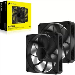 Pachet 2 Ventilatoare Corsair Ventilat CORSAIR RS140 MAX Thick PWM 2x 140MM 1600RPM Negru