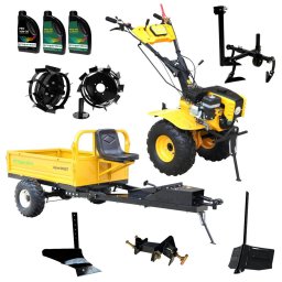 Pachet Campo ProGARDEN 873 Alpine Motocultor 7CP + Prasitoare PRS20-45 + Remorca RM500T + Plug simplu + Plug bilonat/rarita + Adaptor reglabil + 2 Roti metalice 350x6 + 5L Ulei