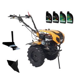 Pachet Campo 1844 ProGARDEN Motocultor 18CP + Plug simplu + Plug bilonat/rarita + 4L Ulei Negru/Galben