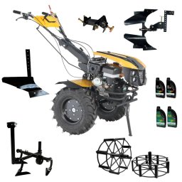 Pachet ProGARDEN Campo 1873 Alpine V2 Motocultor 18CP + Plug bilonat + Plug reversibil + Prasitoare + Adaptor + 2 roti metalice 540x170 + 4LUlei
