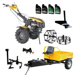 Pachet ProGARDEN Campo 1873 Alpine V2 Motocultor 18CP + RM500T Remorca + 2xPlug + Prasitoare + Adaptor + 2xRoti metalice 540x170 + 6L Ulei