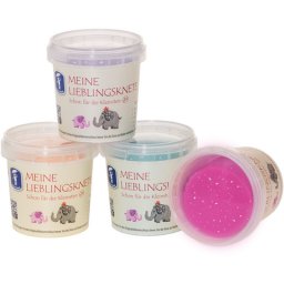 Set de Modelaj FEUCHTMANN Premium cu Sclipici +2ani 4 x 130g Roz Portocaliu Violet Turcoaz