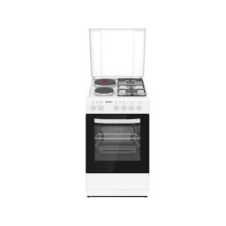Aragaz Heinner HFSC-S56E2HSWH Mixt 2 Arzatoare Gaz + 2 Plite Electrice Cuptor Electric Clasa A Grill Alb