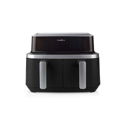 Friteuza Nedis Digitala cu Aer Cald 2600W 2x 4.2L 2 Zone Independente 10 Moduri de Gatit Negru