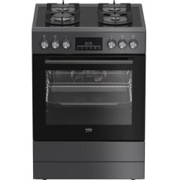 Aragaz Mixt Beko FBM62330GADSN Plita Gaz 4 Arzatoare Aprindere Integrata Gratare Fonta Cuptor Electric 72L 8 Functii Grill 3D Cooking Display LED Clasa A 60CM Antracit