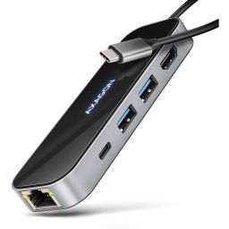 Adaptor AXAGON HMC-6GLN USB-C USB-A HDMI RJ-45 PD 100W Negru