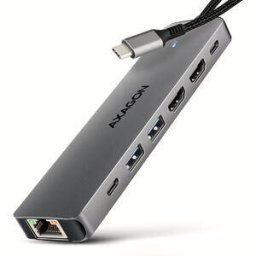 Adaptor AXAGON HMC-7HX2 USB-C USB-A HDMI RJ-45 PD 100W Gri