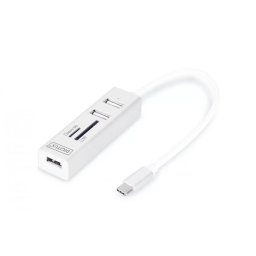 Card Reader Digitus USB Type-C OTG 3-Port HUB Alb