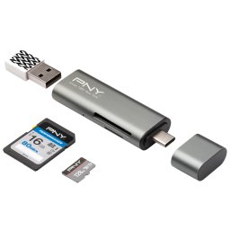 Card Reader PNY USB-C USB-A Gri