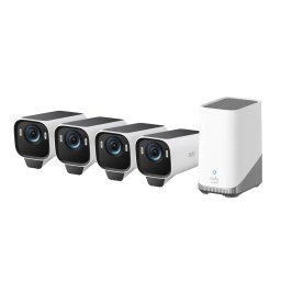 Sistem Supraveghere Video eufy Cam S3 Pro Format din Homebase 3 + 4 Camere Video eufyCam S3 4K BionicMindâ¢ MaxColor Vision Panou Solar Integrat Alb