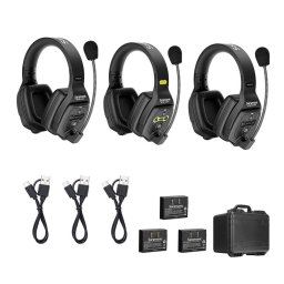 Sistem Intercom Wireless pentru 3 Persoane Saramonic WiTalk WT3D Full-Duplex 1.9GHz Casti Dual-ear Negru