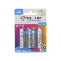 Set 4 Baterii Tellur Flexi Power TLL158561 Super Alcalina AA LR6 1.5V Negru/Alb