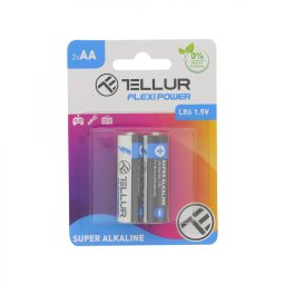 Set 2 Baterii Tellur Flexi Power TLL158541 Super Alcalina AA LR6 1.5V Alb/Negru