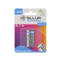 Set 2 Baterii Tellur Flexi Power TLL158531 Super Alcalina AAA / LR03 1.5V Alb/Negru