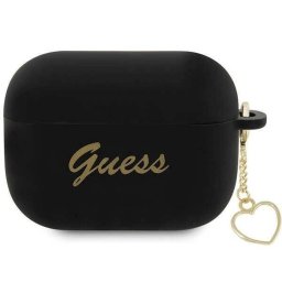 Guess Silicone Charm Heart compatibila cu Apple AirPods Pro 2 Negru