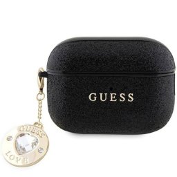 Guess GUAP2PGEHCDK Fixed Glitter Heart Diamond Charm compatibila cu Apple AirPods Pro 2 Negru
