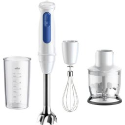 Blender Vertical Braun MultiQuick 3 MQ30202MWH 2 Viteze Sistem Anti-stropire Tocator 350ML Pahar Gradat 600ML 900W Alb/Albastru