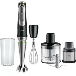 Blender Vertical Braun Multiquick 9 MQ9138XI Pahar Gradat 0.6L Tocator 0.5L Tel Rasnita Viteza Variabila 1200W Negru