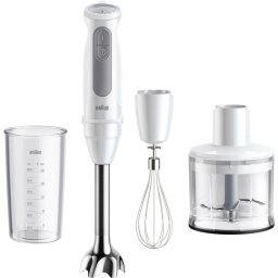 Blender de Mana Braun MultiQuick 5 MQ50236MWH 21 Viteze Pahar Gradat 0.6L Tocator 0.5L 1000W Alb
