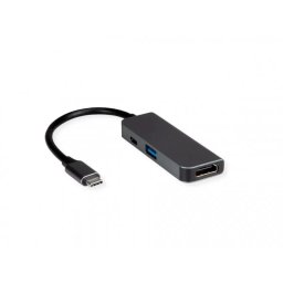 Adaptor VALUE USB type C la HDMI + USB-A + USB-C PD Negru