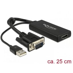 Convertor Delock VGA la HDMI cu Audio Negru