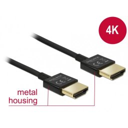 Cablu Delock High Speed HDMI 4K cu Ethernet T-T 3D 0.5m Slim Premium Negru