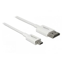 Cablu Delock HDMI la micro HDMI-D T-T 3D 4K 1m Slim Premium Alb