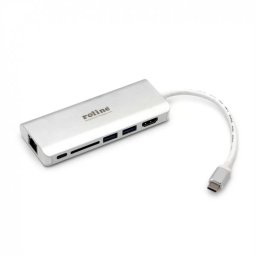 Docking Station ROLINE USB-C la 4K HDMI 2 x USB 3.0 1x SD/MicroSD 1x USB-C PD (Power Delivery) 1x Gigabit Ethernet Alb