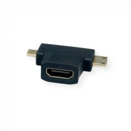 Adaptor VALUE HDMI-A la micro HDMI-D + mini HDMI-C M-T Negru