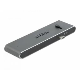 Docking Station Delock Dual USB-C la HDMI 4K@30Hz / USB 3.2 / SD / PD 3.0 Gri