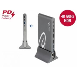 Docking Station Delock 4K USB Type-C la HDMI / DisplayPort 1.4/ USB / LAN / SD / PD 3.0 Gri
